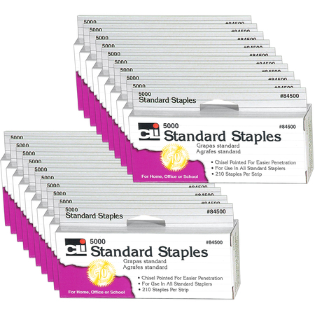 CHARLES LEONARD Standard Staples, 5000 Per Pack, PK20 84500